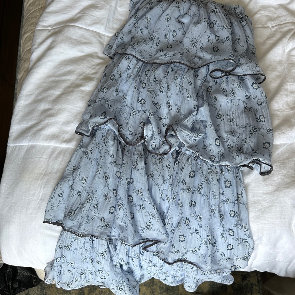 Floral Blue Tiered Skirt